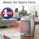 Lasko Desktop Electric Ceramic Space Heater with Adjustable Thermostat, 2 Heat Settings and Fan Only Mode, 9.2 Inches, Silver, 754200