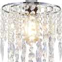 D9.8 Inch Crystal Hanging Lamp Plug in Pendant Light with 16.4ft Cord Hanging Lights with Plug in Cord Mini Chandelier for Bedroom Kitchen Island Nursery Room Dining Room Living Room, E26 (Chrome)