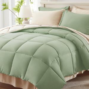 Anluoer King Size Bed in a Bag 7 Pieces, Sage Green Bed Comforter Set with Sheets, All Season Bedding Sets with 1 Comforter, 2 Pillow Shams, 2 Pillowcases, 1 Flat Sheet, 1 Fitted Sheet
