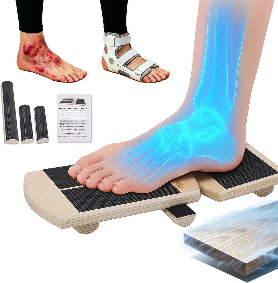 Ankle Foot Balance Board, Quebec Beech Wood Ankle Rehabilitation Strength Training Tool for Sprain Recovery, Muscle Injury Relief, Side Balance Kick Board, Suitable for Seniors, Athletes & Adults