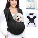 Dog Sling Carrier for Small Dogs, Front Pet Sling Carrier Chest, Adjustable Reducing Back Stress Cat Sling for Small Pet up to 20lbs, Hands Free Puppy Sling for Travel or Everyday Use (Black)
