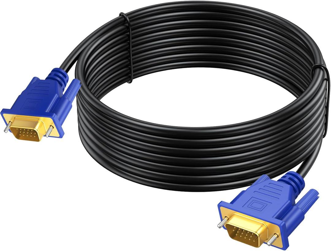 VGA to VGA Cable 15 Feet, Computer VGA Monitor Cable 1080P Full HD Male to Male Cord HD15, Engineering Brade Cord 15FT for Computer PC Monitor Laptop TV Projector and More