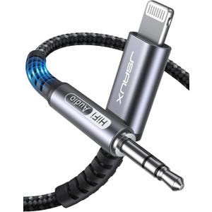 JSAUX Lightning to 3.5mm Audio Cord 6FT, [Apple Mfi Certified] Aux Cable Compatible with iPhone 14/14 Pro/13/13 Pro Max/12/12 Mini/12 Pro/12 Pro Max/11 Pro/11 Pro Max/X/XR/XS Max/Car Stereo-Grey