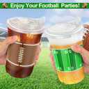 TURNMEON 50 Pcs 16 Oz Football Party Supplies Cups with Lids, Thickened Football Plastic Cup 2 Designs Disposable Spill-Proof Drinking Cups Sports Tailgate Events Party Favors Decorations