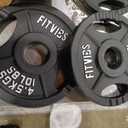 Fitvids Olympic Cast Iron 2-Inch Weight Plates Including 5FT Olympic Barbell Bar & Safely Locks, 110 Pounds Set (95 Lbs Plates + 15 Lbs Barbell Bar), Multiple Packages