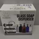 2 Pack Amber Glass Soap Dispenser 16 OZ with Oil Rubbed Bronze Stainless Steel Pump, Hand and Dish Soap Dispenser Set for Bathroom and Kitchen Sink with 6 Waterproof Labels