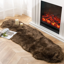 Ashler Faux Fur Rug, Fluffy Shaggy Area Rug Ultra Soft 2 x 6 Feet Sheepskin Fur Rug, Dark Coffee Fuzzy Rug Machine Washable Shag Rug, Nursery Decor Throw Rugs for Bedroom, Kids Room, Living Room