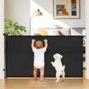 42" Extra Tall Retractable Baby Gates for Stairs, 76" Wide Dog Gate Indoor Outdoor for Doorways Deck Kitchen, Long Mesh Safety Gate for Child Toddler, Prevent Pet from Jumping Over, Black