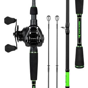 KastKing Zephyr Dual-Tip Fishing Rod and Reel Combo,Spinning & Baitcaster Combo,Dual Tips Section for Different Powers,IM6 Graphite 2-Piece Rod with Extra Tip,Sensitive & Powerful,Freshwater Fishing