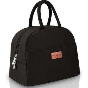 BALORAY Lunch Bag for Women Men Insulated Lunch Box for Adult Reusable Lunch Tote Bag for Work, Picnic or Travel (Solid Black)