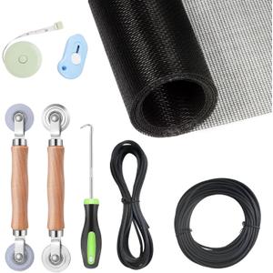 TOOLTRIZ Window Screen Replacement Kit-8 in 1 Sliding Door Screen Replacement and Screen Door Repair KitBlack48x118