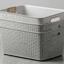 Bino 3 Pack Plastic Storage Baskets, Large, Grey