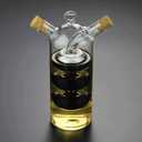 Olive Oil and Vinegar Dispenser Cruet Bottles, 2 in 1 Transparent Dual Glass for Kitchen Cooking Container