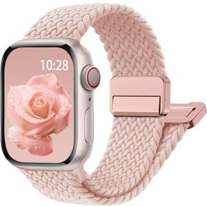 Magnetic Braided Stretchy Loop - Compatible with Apple Watch Band 42mm 46mm 40mm 41mm 44mm 45mm 38mm Ultra 3/2 49mm Women Men,Elastic Woven Fabric Nylon Strap for iWatch 11 10 9 8 7 6 5 4 3 SE Ultra