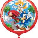 Sonic The Hedgehog Foil Balloons Set of 2 | Multicolor With Sticker | Birthday Party Decorations | Officially Licensed