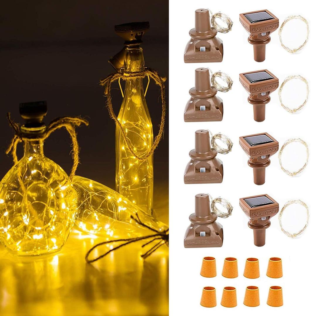 VOOKRY Solar Wine Bottle Lights, 8 Pack 20 LED Solar Powered Cork Lights Waterproof Outdoor Fairy String Lights Wine Bottle Decorations for DIY, Party, Wedding, Garden, Patio, Tabletop(Warm White)