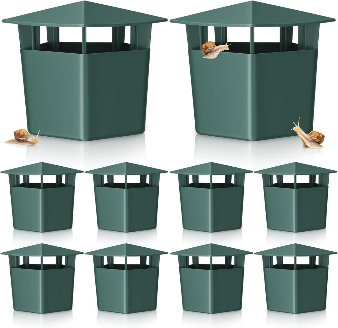10 Pack Slug Snail Traps for Garden, Reusable Beer Bait Snail Catchers with Pentagonal Lid, Plastic Slug Houses for Outdoor Garden, Vegetable Beds, Farm(Green)