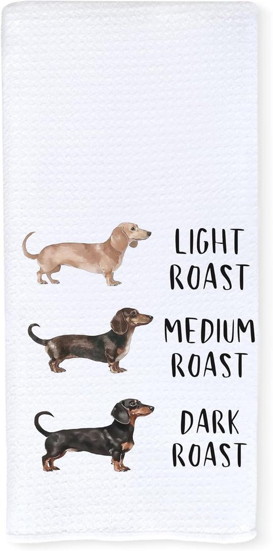 Funny Dachshund Kitchen Towels, Weiner Dog Gifts for Women Men, Light Medium Dark Dachshund Decorative Hand Towels for Bathroom, Dog Bathroom Decor, 16x24 Inch