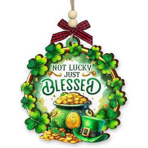 4 x St Patricks Day Decorations - Irish Shamrock Ornaments for Tree - St Patricks Day Gifts for Women Men, Coworkers, Family, Friends, Green Four Leaf Clover Hanging Ornament, Saint Patrick's Party Favor