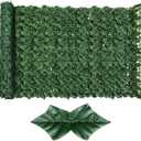 Artificial Ivy Privacy Fence Screen,48" X 118" UV-Anti Fake Leaves Plant Vine,Privacy Hedges Wall for Indoor Outdoor Garden Backyard Decor,Color Printing Green Perilla Leaves