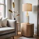 USumkky 25" Table Lamps Set of 2 - Modern Bedside Lamps for Living Room - White Washed Ceramic Nightstand Lamps for Bedroom
