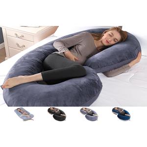 TINKLE WELL C-Shaped Pregnancy Pillows, Memory Foam Pregnancy Pillow Full Body Maternity Pillow with Removable Cover, 52 Inch Pregnancy Pillows for Sleeping (Grey)