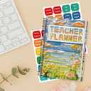 Teacher Planner Book for Yearly, Weekly & Monthly Lesson Planner, January-December Yearly Planner A4 Size with Checklist, Notes, School Teacher Supplies for Classroom Organization - Oil Painting