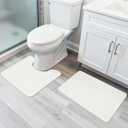 Bosap Bathroom Rugs Set 2 Pieces,Thin Bathroom Mats,Toilet Rugs,Quick Dry,Non-Slip,Machine Washable,Low Pile,Absorbent Bath Mats,Shower,Sink,Home Decor Accessories.Cream,1'5"x2'3"+1'8"x2" U Shape
