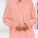 PRETTYGARDEN Lace Long Sleeve Shirts Casual Button Down Going Out Tops Hollow Out Eyelet Blouses 2026 Spring Fashion Clothing(Pink,Small) (Pink, S)
