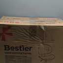 Bestier Small Office Chair with Bentwood Back Support, Armless Desk Chair with 360 Swivel, Height Adjustable Computer Chair with Wheels, PU Leather Modern for Office, Small Space, Black