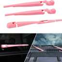 Front & Rear Window Windshield Wiper Arm Blade Decoration Cover Kit Fit for 2018-2024 Jeep Wrangler JL JLU & Gladiator JT (Pink)