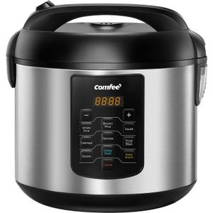 COMFEE' Rice Cooker 10 cup Uncooked/20 cup Cooked, Rice Maker, Steamer, Saute, Steamer and Warmer, 5.2 QT Large Capacity, Brown Rice, Quinoa and Oatmeal, 8 One-Touch Programs
