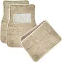 4PCS Car Floor Mats, Anti-Slip Waterproof Car Carpets with Safety Heel Pad, Heavy Duty Floor Mat for All Weather Protection, Universal Trim to Fit for Sedans Trucks SUVs (Beige)