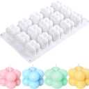 Konrisa 3D Bubble Candle Molds, 15 Cavity Cube Silicone Molds for Candles Making Soy Wax, Bubble Cake Molds for Baking Chocolate Dessert Cheesecake Mousse Cake Jelly Pudding