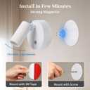 1 Pack Wireless LED Spotlight Indoor with Remote, Rechargeable Up Lights Indoor with Timer& Dimmable, Battery Operated SpotLights Accent Uplighting for Plant, Wall, Artwork, White