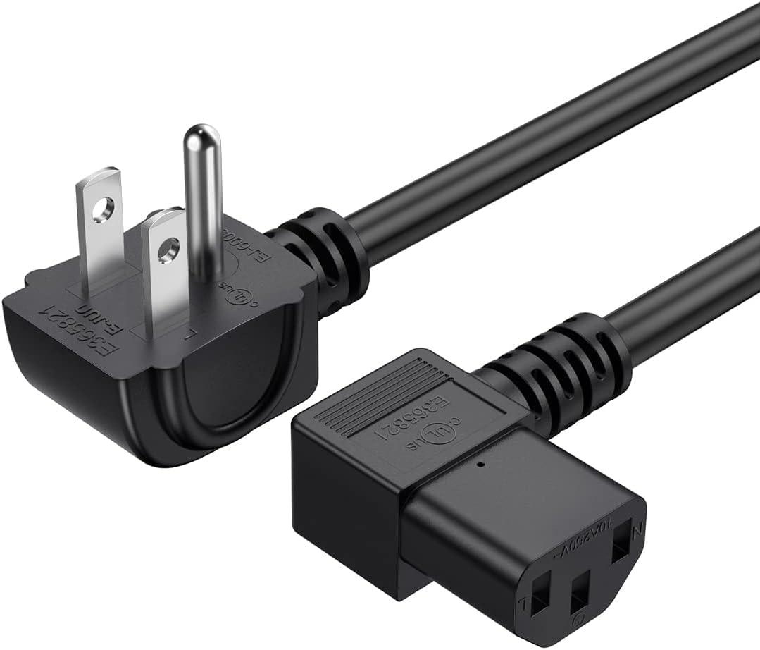 CableCreation 3 Feet 18 AWG Universal Power Cord for NEMA 5-15P Angle Type to IEC320 C13 Angle Type Cable, 0.915M / Black