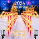 BOSSERN 24 Pack Christmas Candy Cane Lights Plug in, Jumbo Candy Cane Light Waterproof, 8 Modes Christmas LED Decorations for Outdoor, Pathway Lights Plug in for Garden Lawn Yard Patio Decorations (Warm White)