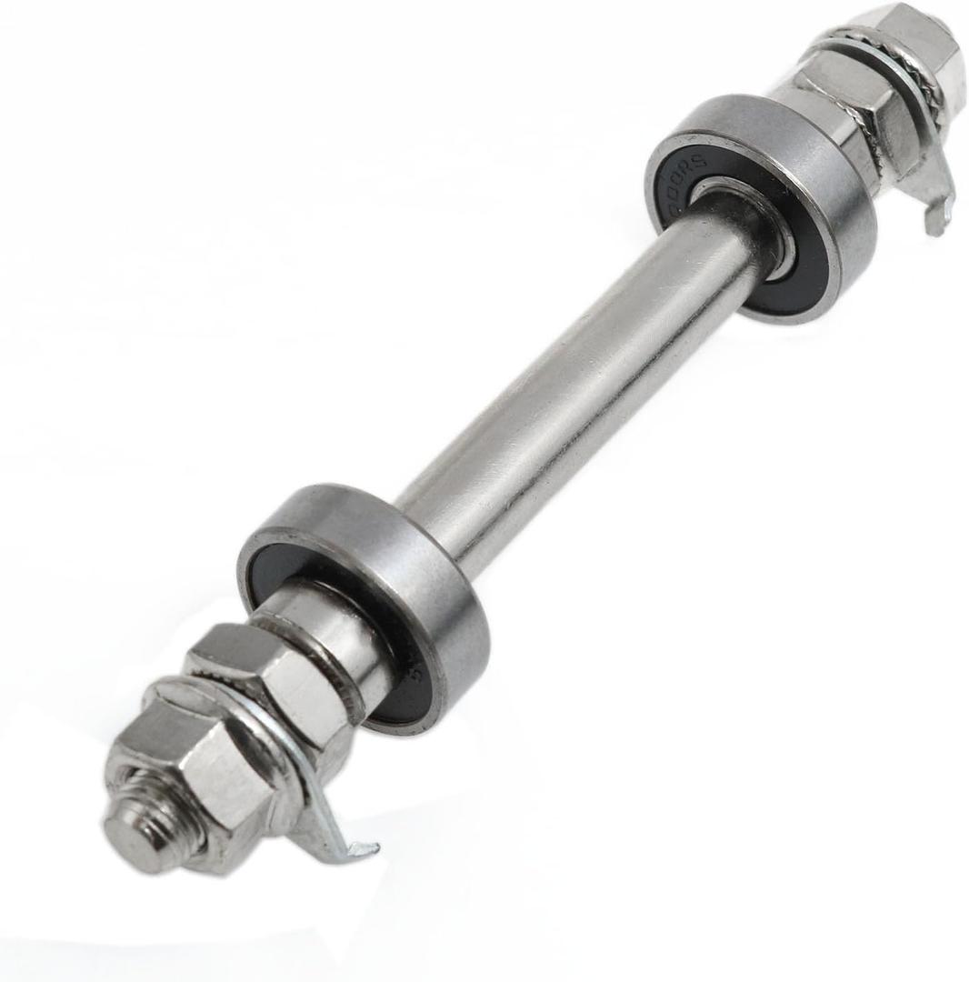 Front Hub Axle Bicycle Axle Bike Axle 140mm/5.5 Inch Bicycle Multiple Speed Front Hub Axle 3/8'' Silver 26TPI Hub Nut Washer Kit 1PCS
