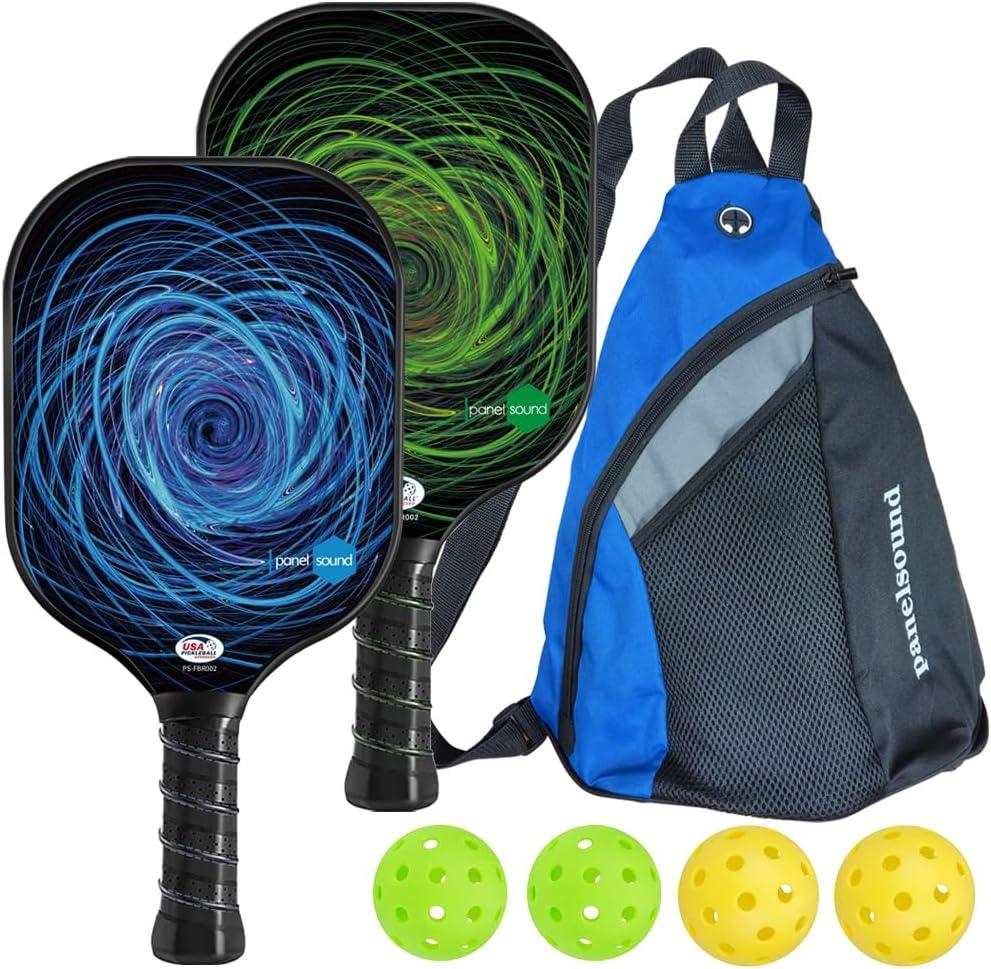 Pickleball Paddles Set of 2 or 4, USAPA Approved Fiberglass Pickleball Racket Set with 4 Outdoor Pickleballs and 1 Carrying Case