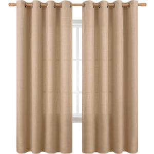 BGment Curtains 72 Inches Long for Living Room, Flax Linen Curtains Burlap Textured Thick Light Filtering Privacy Grommet Window Curtain Drapes for Bedroom, 2 Panels, 52 x 72 Inch, Tan