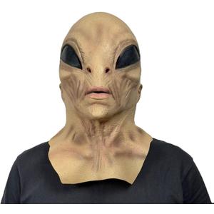 Alien Mask Full Head Latex for Adults, Realistic Extraterrestrial Costume with Scary Details for UFO Halloween Party Encounter