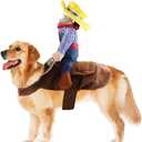 Halloween Cowboy Dog Cat Costume Clothes Novelty Funny Pets Party Cosplay Apparel Dog Riders Clothing (X-Large)