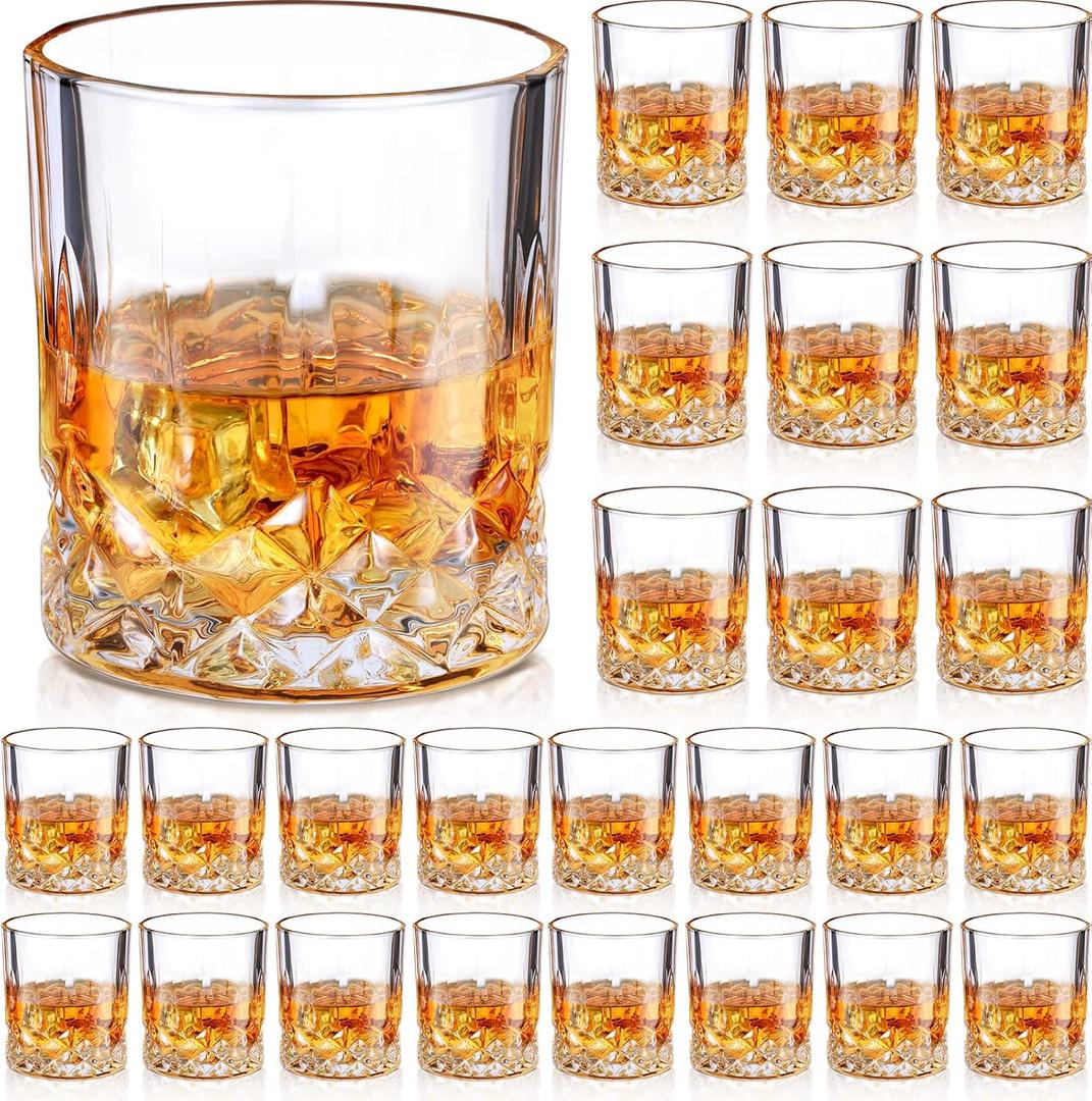 Mimorou 18 Pack Old Fashioned Whiskey Glasses 10 oz Bourbon Cocktail Rocks Glasses for Whiskey Bourbon Liquor and Cocktail Drinks Gift for Men Women Home Bar (Elegant)