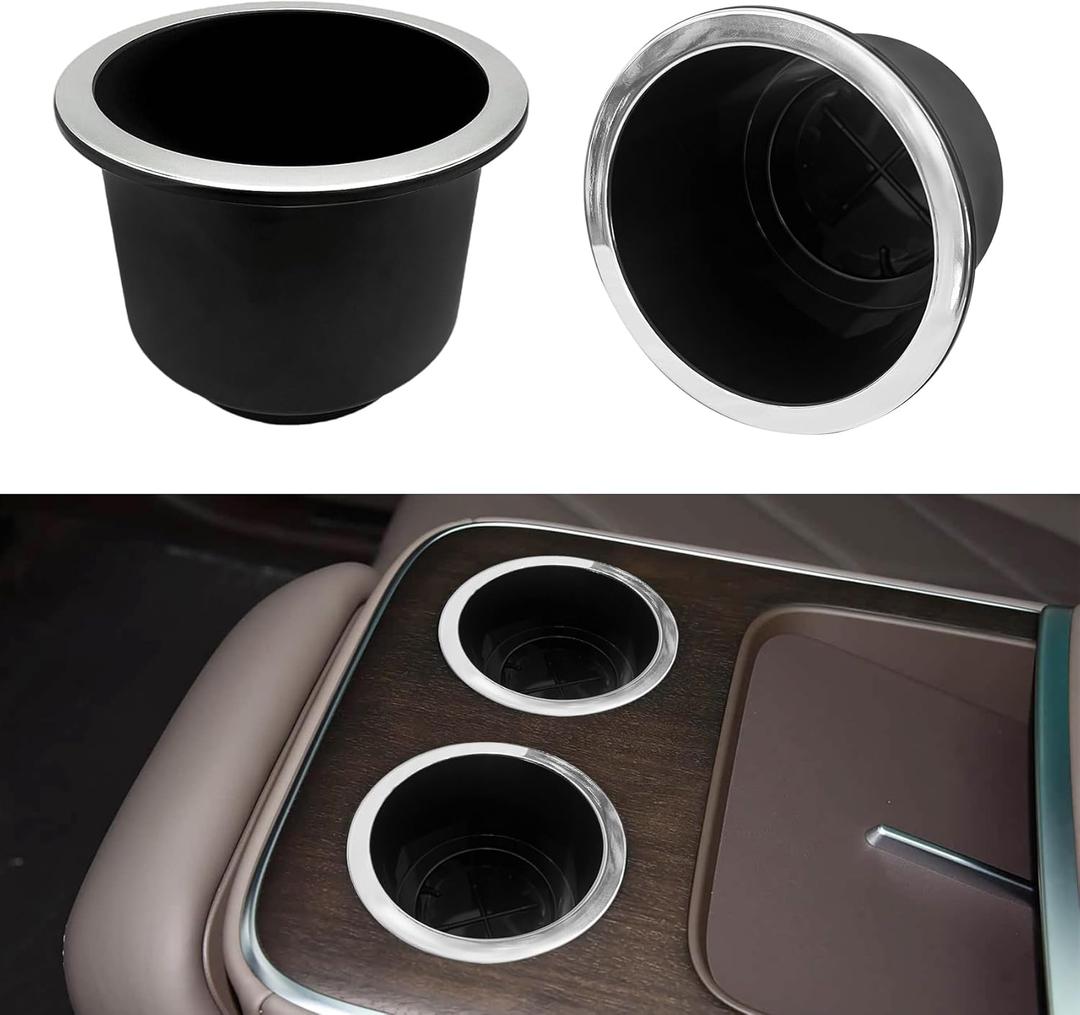 2PCS Cup Holder Insert, Automotive Cup Holders, Large Capacity Plastic Vehicle Cups Holder Insert Replacement, Portable Recessed Plastic Vehicle Drink Can Adapter Universal for RV Boats Sofas
