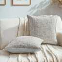 HAUSSY 2 Pack Pillow Covers 18x18 Inch, Reversible Chenille Decorative Throw Pillows Farmhouse Boho Neutral Cushion Covers Home Decor Soft Pillowcase for Couch Living Room Sofa Bed, Crey (Covers Only)