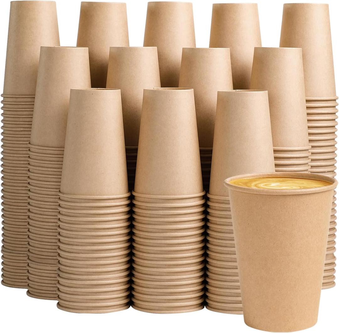 BYSNOW 1000 Pack 12 oz Paper Coffee Cups, Disposable Kraft Coffee Cups, Hot/Cold Drinking Cup for Water, Coffee, Juice