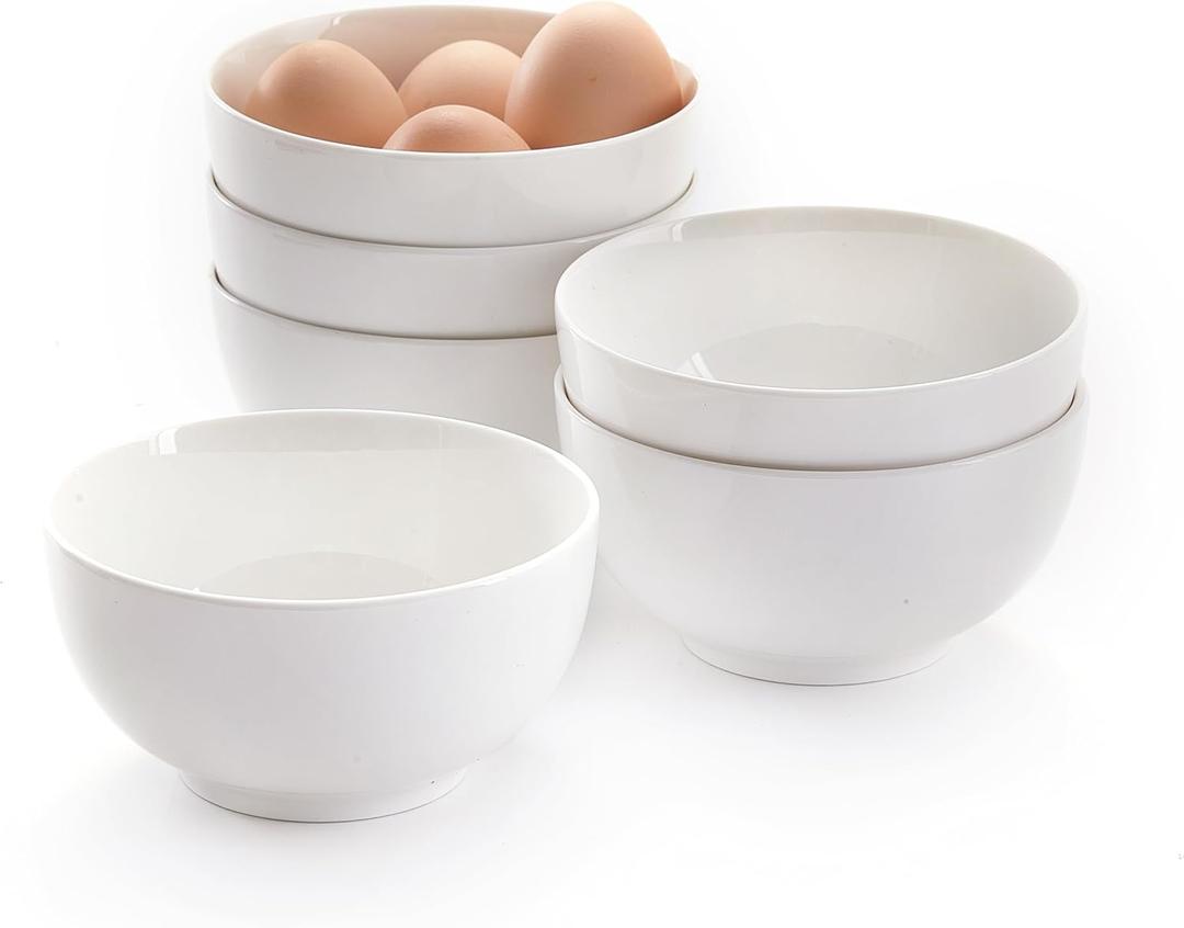 AntoKueh 5 Inch Ceramic Cereal Bowls, 16 Ounces Small Bowls Set of 6,White Dipping Bowls for Kitchen,Dessert, Fruits, Snack,Microwave and Dishwasher Safe