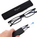 Ultra thin Lightweight Folding Reading Glasses Women Men TR90 Blue Light Blocking Anti UV/Eyestrain Foldable Compact Computer Readers Portable Unique Stretchable Slim Flat case Black +1.5