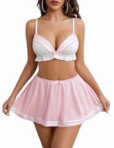 Avidlove Sexy Lingerie for Women Two Piece Lingerie Sets Sexy Halloween Sailor Costumes with Pleated Mini Skirt Size S