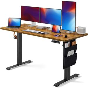 Marsail Standing Desk 55"x24" Adjustable Height Electric Standing Desk with Storage Bag for Study Writing Work 4 Memory Preset with Headphone Hook (Rustic Brown)